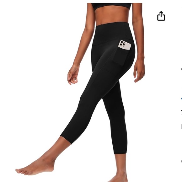 Pants - Capri Leggings Pockets High Waisted Capri Leggings for Women Workout Yoga